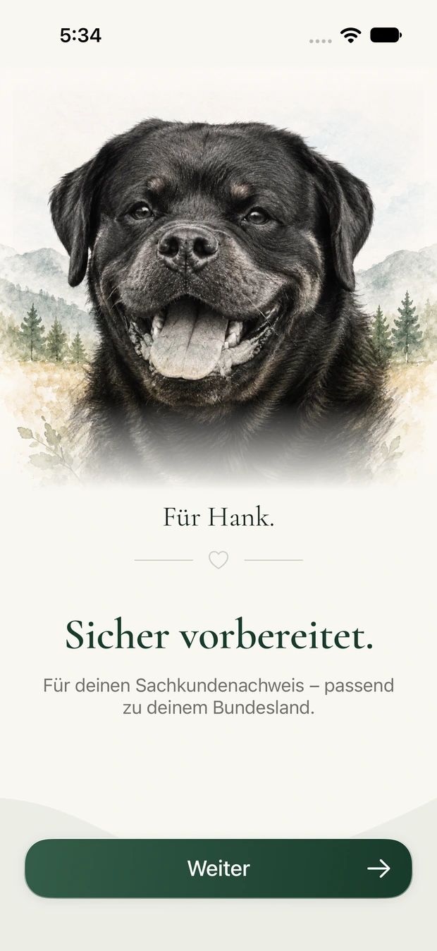 Sachkunde auf dem iPhone: Hanks Originalporträt und die Willkommensansicht Sicher vorbereitet.